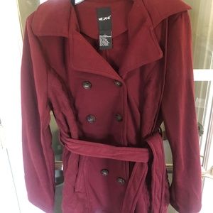 HOODED DOUBLE BREASTED BELTED JACKET